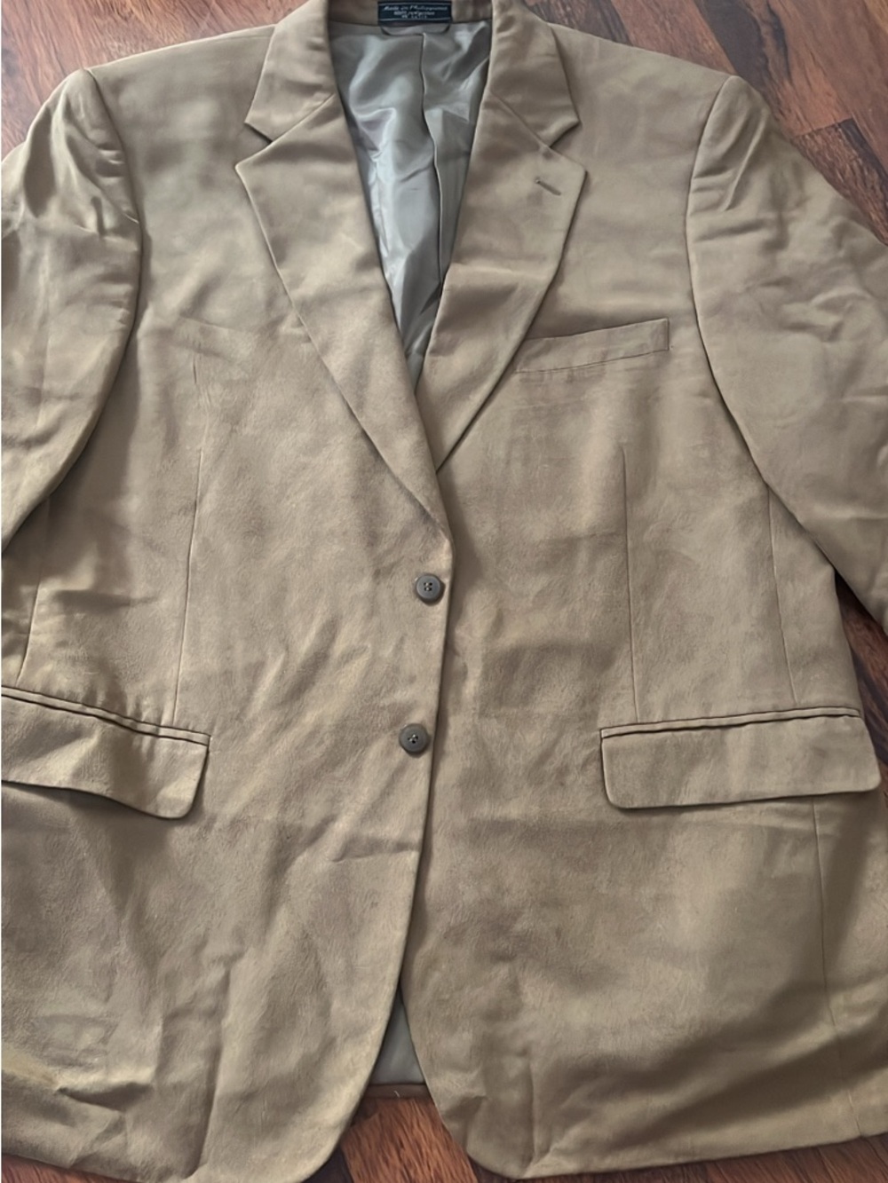 Men's Tan Suede-Look Blazer Jacket - Classic Two-Button